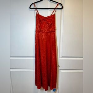 Burnt Rust Orange Maxi Leopard Pattern Dress